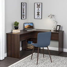 Load image into Gallery viewer, 56" L-Desk in Espresso with Corner Storage