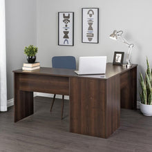 Load image into Gallery viewer, 56" L-Desk in Espresso with Corner Storage
