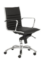Load image into Gallery viewer, Modern Black Leather & Chrome Low Back Office Chair