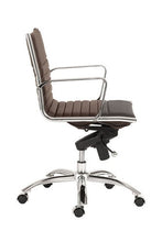 Load image into Gallery viewer, Modern Brown Leather & Chrome Low Back Office Chair