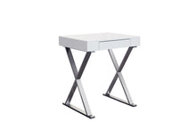 Load image into Gallery viewer, 27" Small Modern White Lacquer Desk with Stainless Steel Frame