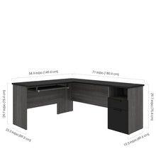 Load image into Gallery viewer, 71" x 59" L-shaped Desk in Bark Gray & Black