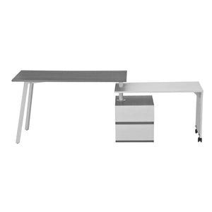 58" Transforming L-Desk in Gray and White