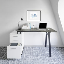 Load image into Gallery viewer, 60" Desk with Built-in File in White/Glass