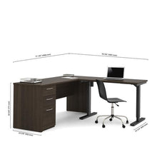 Load image into Gallery viewer, L-Shaped Adjustable Office Desk in Dark Chocolate