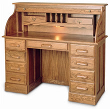 Load image into Gallery viewer, Solid Wood Double Pedestal Rolltop Executive Desk with Hutch
