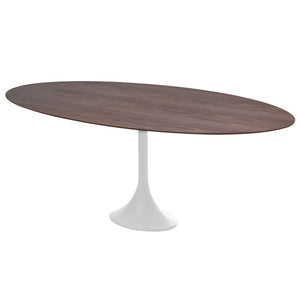 77" Walnut & White Oval Meeting Table