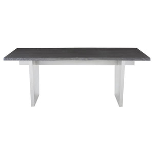 78" Oxidized Gray Oak Executive Desk or Meeting Table w/ Stainless Steel Base