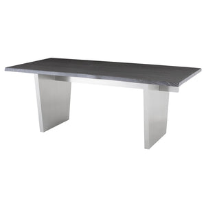 78" Oxidized Gray Oak Executive Desk or Meeting Table w/ Stainless Steel Base