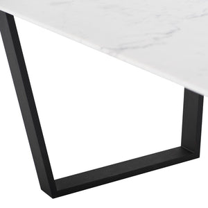 Chic 79" Executive Desk w/ White Marble & Black Matte Steel