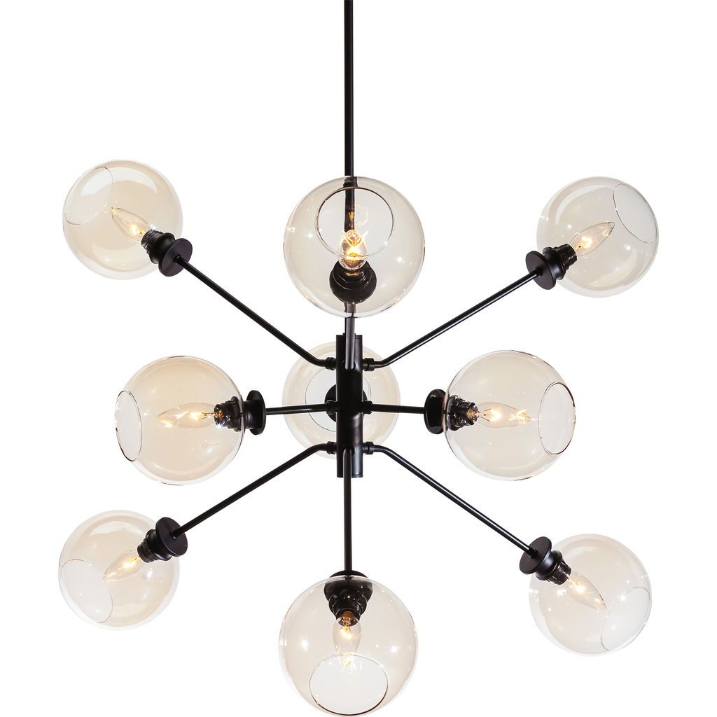 Contemporary Black Steel and Champagn Glass Pendant Light
