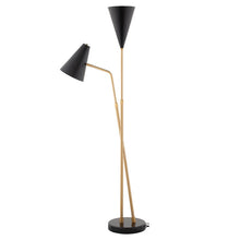 Load image into Gallery viewer, Sophisticated Black Steel and Brushed Gold Floor Lamp with Black Marble Base
