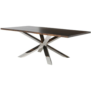 Chic Conference Table with Dark Oak & Polished Steel