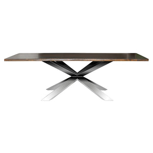 Chic Conference Table with Dark Oak & Polished Steel