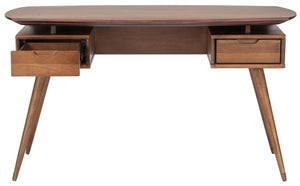 55" American Poplar Contemporary Desk in Walnut Finish