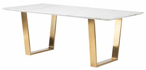 79" White Marble & Gold Stainless Steel Modern Office Desk or Conference Table