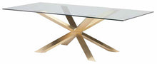 Load image into Gallery viewer, Modern Clear Glass 95&quot; Conference Table with Silver or Gold Stainless Steel Base
