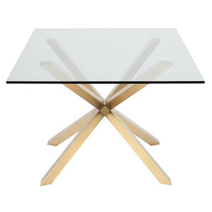 Chic Conference Table with Glass Top & Gold Brushed Steel