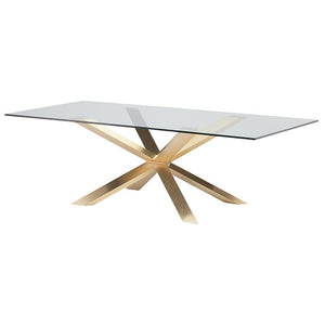 Chic Conference Table with Glass Top & Gold Brushed Steel