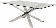 Load image into Gallery viewer, Modern Clear Glass 95&quot; Conference Table with Silver or Gold Stainless Steel Base
