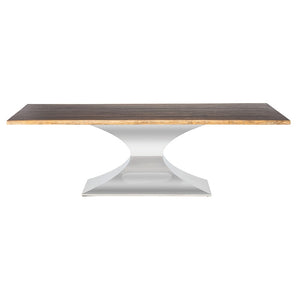 112" Chic Conference Table in Seared Oak & Stainless Steel