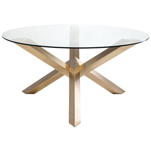 Charming Glass & Gold-Brushed Steel 59" Round Meeting Table