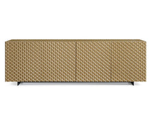 Load image into Gallery viewer, Satin Gold 94" Credenza with Basket-Weave Doors