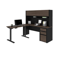 Load image into Gallery viewer, Modern Desk & Hutch with Included Height Adjustable Desk in Antigua & Black