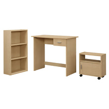Load image into Gallery viewer, Economic Maple 3-Piece Set of Desk, Side Cabinet, and Bookcase