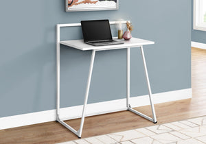 30" White Desk with Slim Metal Frame