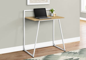 30" Natural Wood Desk with Slim White Metal Frame