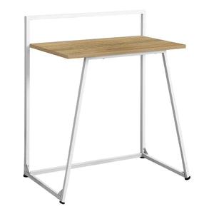 30" Natural Wood Desk with Slim White Metal Frame