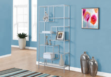 Load image into Gallery viewer, Geometric Design Silver & Glass Bookcase