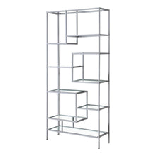Load image into Gallery viewer, Geometric Design Silver & Glass Bookcase