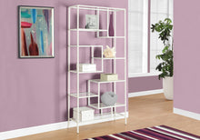 Load image into Gallery viewer, Geometric Design White & Glass Bookcase