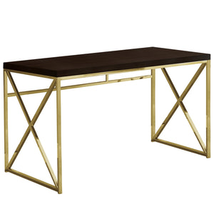 47" Espresso & Gold Elegant Desk