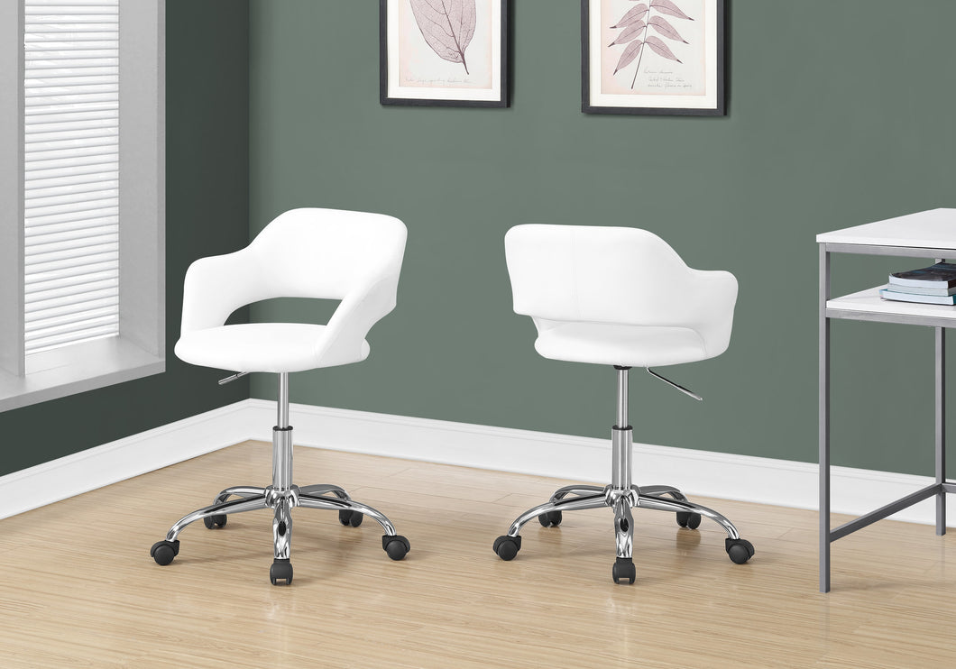 White Low Back Office Chair with Keyhole