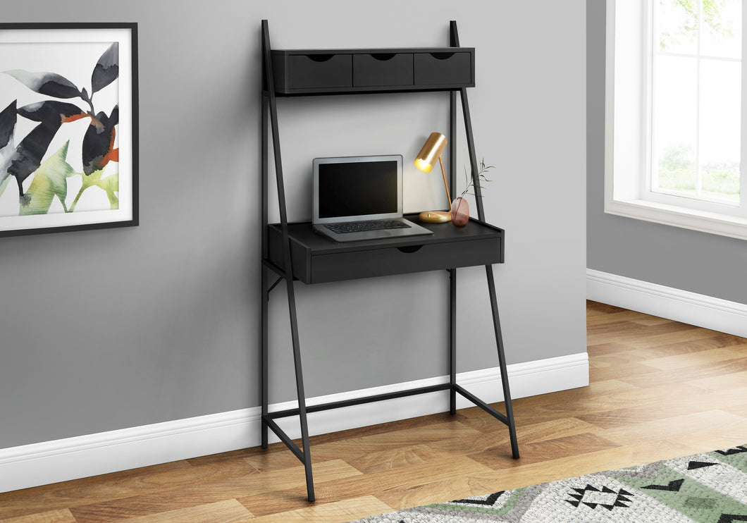 Small Desk with Hutch and Storage Drawers in Black