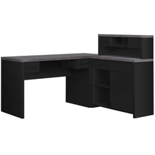 Load image into Gallery viewer, 63&quot; L-Shaped Desk with Extra Storage &amp; Low Hutch in Gray/Black
