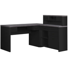 Load image into Gallery viewer, 63" L-Shaped Desk with Extra Storage & Low Hutch in Gray/Black