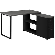 Load image into Gallery viewer, Corner Desk with Credenza in Gray & Black - Reversible Design