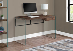 Reclaimed Brown Wood & Glass 47" Desk with Drawer