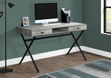Load image into Gallery viewer, Reclaimed Gray Wood X-Frame Desk with 2 Drawers