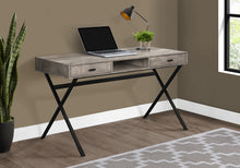 Load image into Gallery viewer, Reclaimed Taupe Wood X-Frame Desk with 2 Drawers
