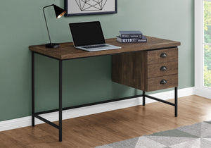 55" Desk with Floating Cabinet in Brown Reclaimed Wood