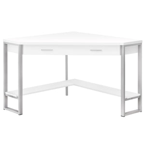 42" Corner Desk in White & Silver