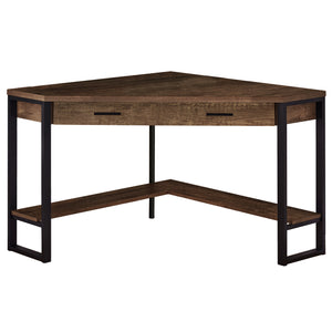 42" Corner Desk in Reclaimed Brown Wood and Black