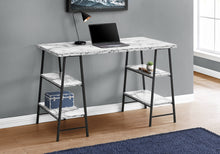Load image into Gallery viewer, 48" Twin Ladder Desk in White Marble-Look & Black