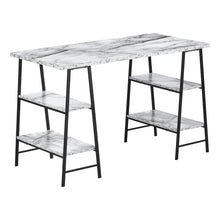 Load image into Gallery viewer, 48" Twin Ladder Desk in White Marble-Look & Black