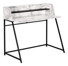Load image into Gallery viewer, 48&quot; Desk with High Sides &amp; Shelf in White Marble-Look/Black

